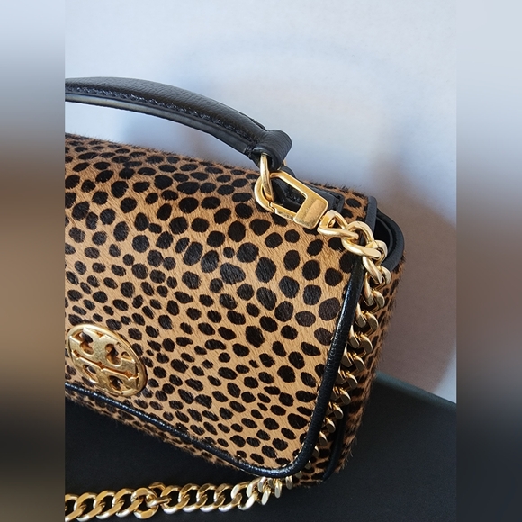 Tory Burch Mini Willa 2Way Top Handle Crossbody, Leopard Print Calf Hair, EUC - Picture 3 of 11